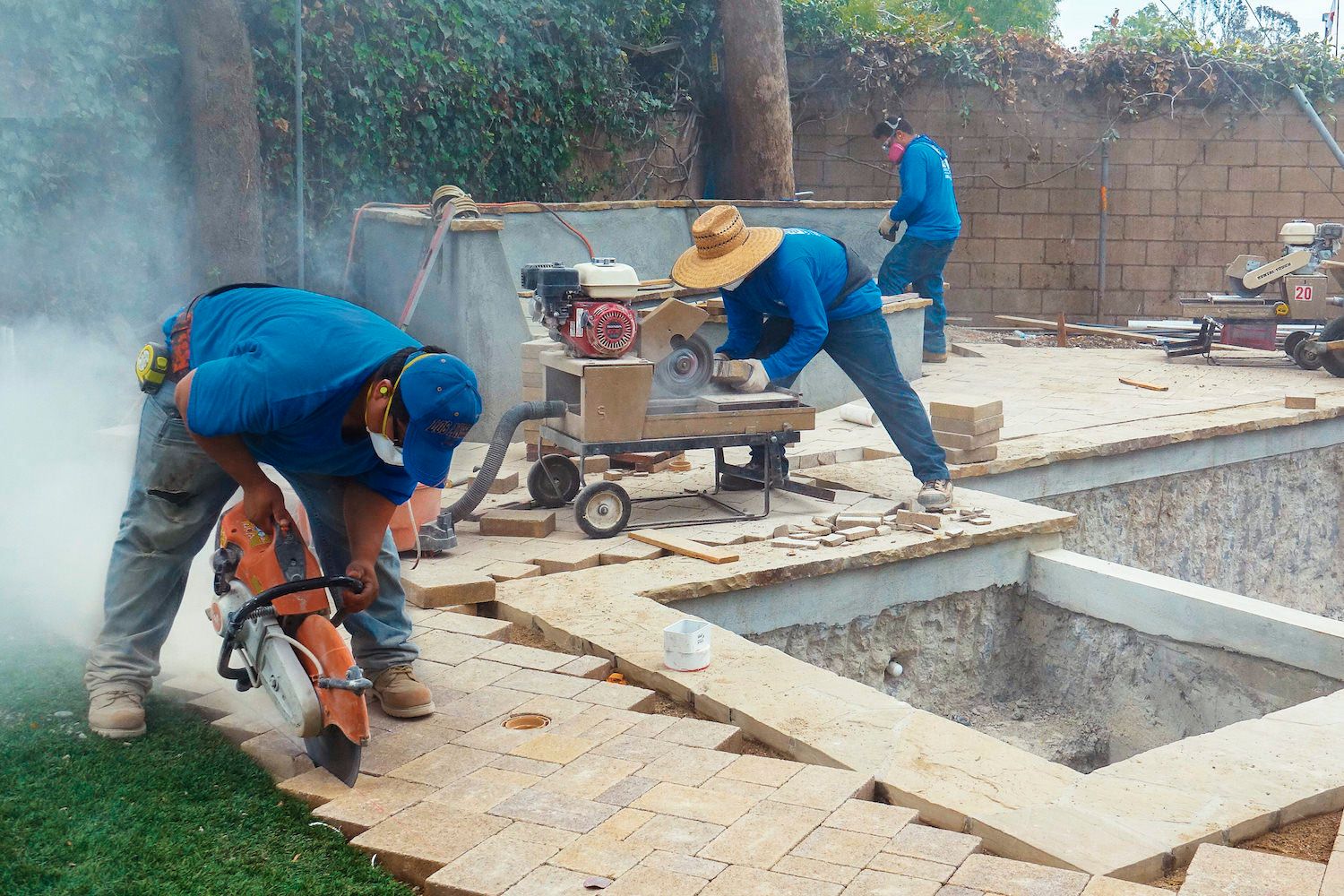 Stone cutting with angle grinder, craft detail and material precision